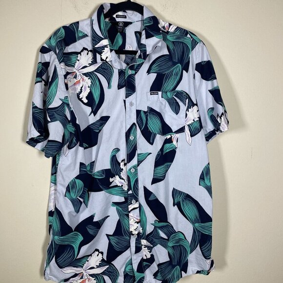 Volcom Men's SS Tropical Modern Fit Resortwear Button-Up Shirt XL Cotton! - Picture 1 of 5